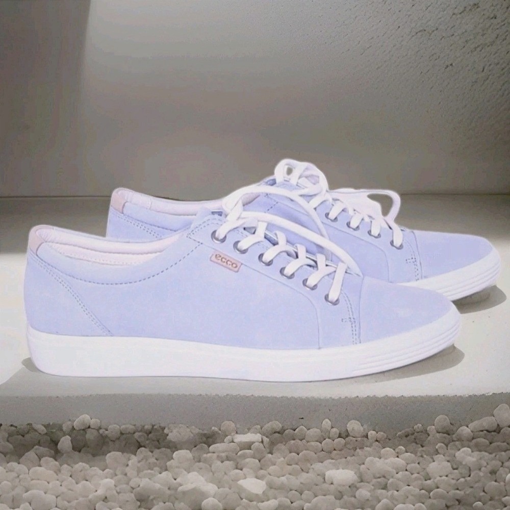 ECCO Soft 7 Light Blue Nubuck Leather Sneakers Womens 10 EU 41 43000302434